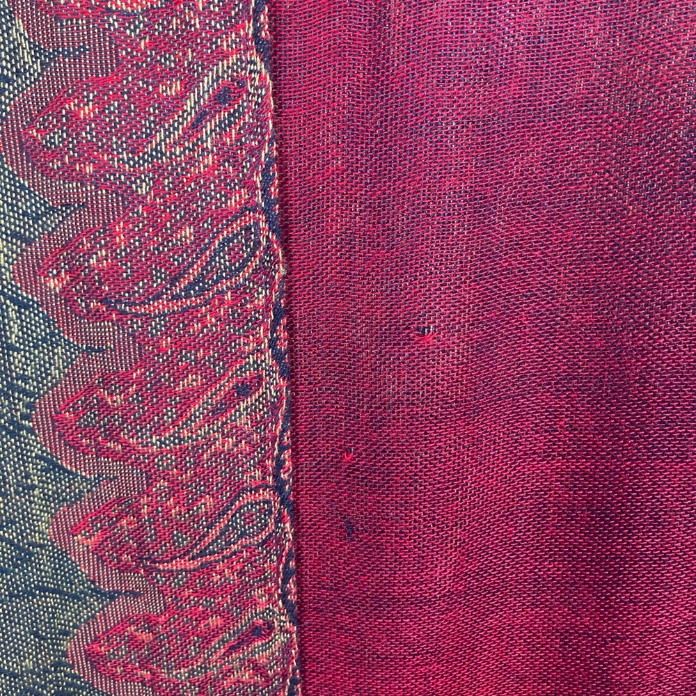 Pashmina Red and Brown Paisley Scarf 100% Pashmina - Picture 3 of 10